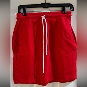 Cotton Citizen Red Mini Skirt with White Drawstring